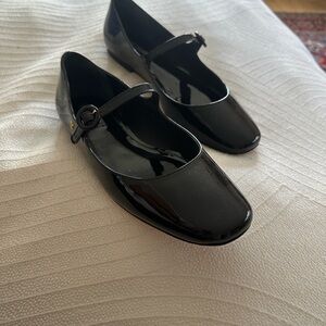 Larroude Black Patent Leather Flats